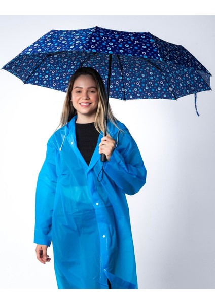 Mavi Boncuk Desenli Otomatik Şemsiye, Rüzgara Dayanıklı, Kadın Modeli fiyatları