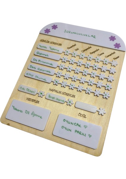 Alışkanlık Panosu, Çiçeklim, Akrilik Panolu Alışkanlık Kazanım, Sorumluluk Takip Listesi, To-Do List modelleri