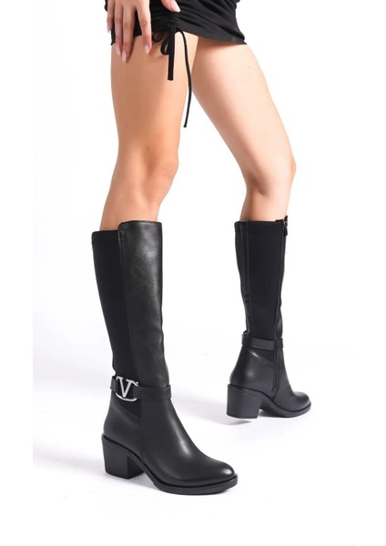 Kadın Sabina Siyah Tokalı Topuklu Dalgıç Çizme modelleri