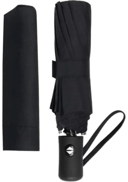 Rüzgarlık Fiber Telli Katlanabilir Tam Otomatik Siyah Cep Şemsiye