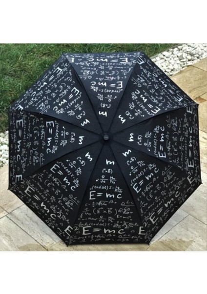 Unisex Siyah Matematik Desenli Şemsiye, Şık ve Kullanışlı Bir Seçim