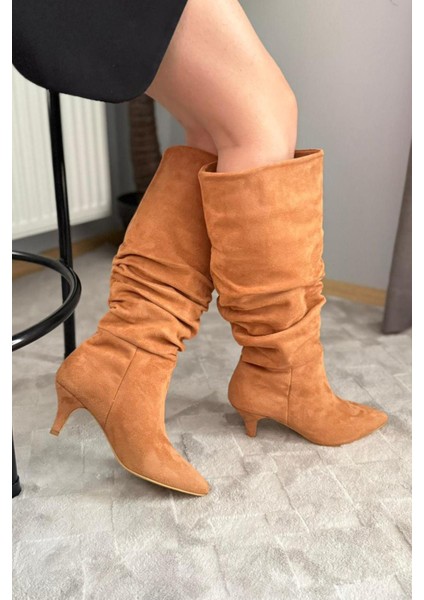 Kadın Tamara Taba Süet Körüklü Sivri Burun Çivi Topuk Çizme fiyatları