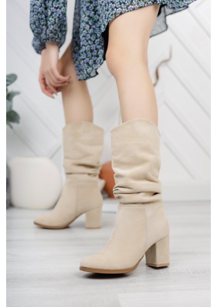 Kadın Azra Vizon Süet Körüklü Çizme modelleri