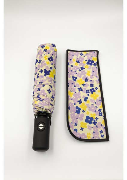 Renkli Çiçek Desenli Otomatik Kadın Şemsiye, Fiber Tel Kılıfıyla Şık ve Pratik fırsatları