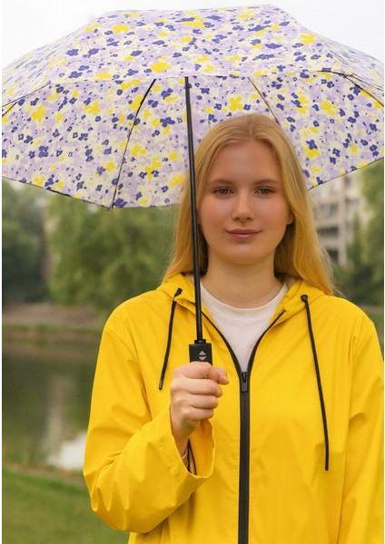 Renkli Çiçek Desenli Otomatik Kadın Şemsiye, Fiber Tel Kılıfıyla Şık ve Pratik indirimleri