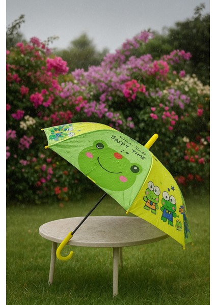 Renkli Çocuklar Için Katlanabilir Yağmur Şemsiyesi, Kılıflı ve Çocuk Güvenli