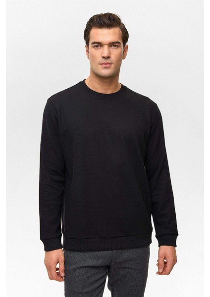 O Yaka Selanik Siyah Erkek Sweatshirt SW2013700013