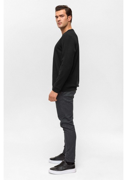 O Yaka Selanik Siyah Erkek Sweatshirt SW2013700013 fırsatları