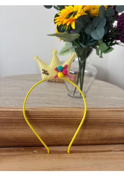 Kız Çocuk Ince Prenses Model Taç Sarı fiyatları