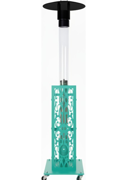 Retro Turkuaz Tekerlekli Lazer Korumalı Füze Pelet Soba