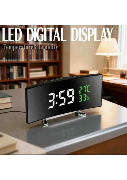 Modern Büyük LED Dijital Masa Saati Sıcaklık ve Nem Ölçer