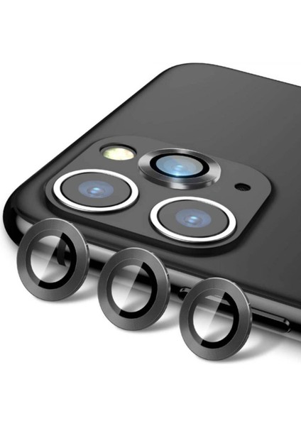 Apple iPhone 12 Pro 6.1 '' Metal Çerçeveli Kamera Koruma Lensi Siyah