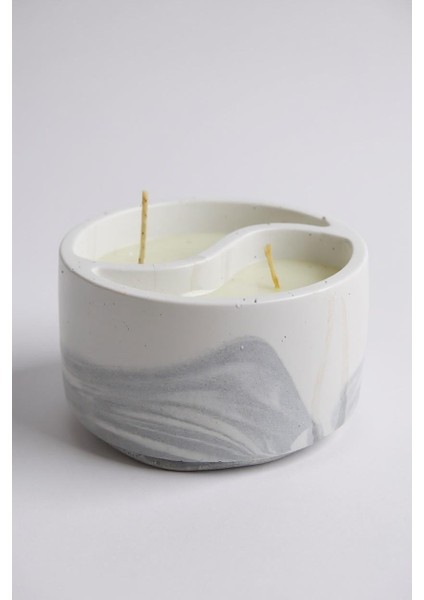 Yin Yang Mermer Desenli Dekoratif Beton Mum –palm Wax Vegan El Yapımı Mum