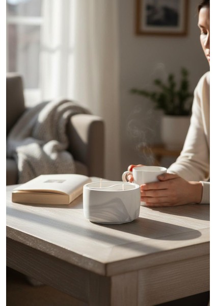 Yin Yang Mermer Desenli Dekoratif Beton Mum –palm Wax Vegan El Yapımı Mum fırsatları