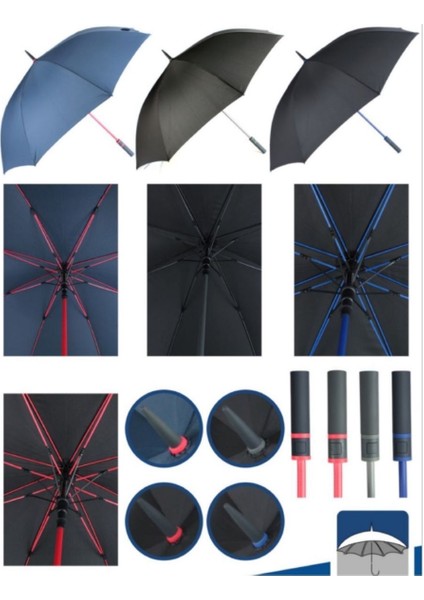 Özel Tasarım 8 Telli Fiber Gövde Kırmızı Şemsiye
