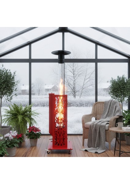 Retro Kırmızı Tekerlekli Lazer Korumalı Füze Pelet Soba indirimleri