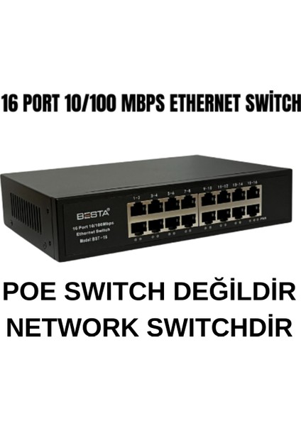 16 Port 10/100 Mbps Ethernet Switch Bst-16 modelleri