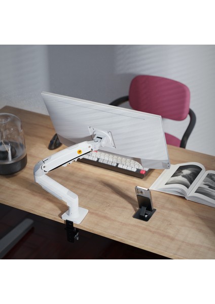 Monitör Standı North Bayou Nb F80 (2026 Yeni Model) Amortisörlü Tekli Monitör Standı Beyaz White (17-30 Inç)-(2-9 Kg)