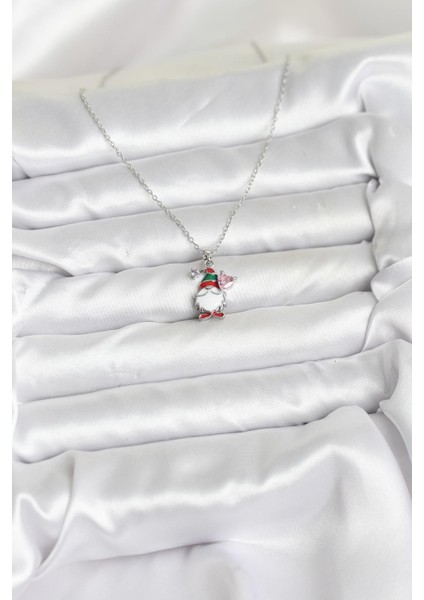 316L Çelik Zincir Gümüş Renk Yılbaşı Teması Kadın Kolye fiyatları