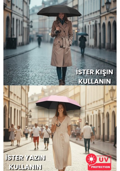 Mavi 8 Telli Kapsüllü Şemsiye, Kolay Taşıma ve Saklama Için Harika Seçenek