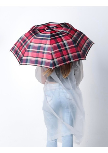 Kırmızı Ekoseli Kadın Şemsiye, Şık ve Dayanıklı Tasarım fiyatları