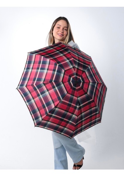 Kırmızı Ekoseli Kadın Şemsiye, Şık ve Dayanıklı Tasarım modelleri