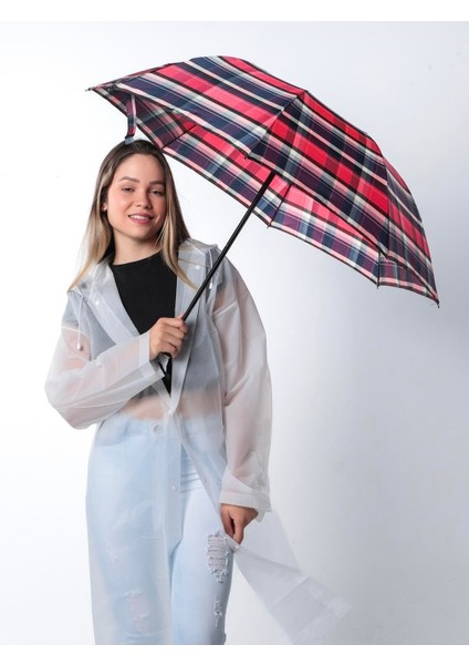 Kırmızı Ekoseli Kadın Şemsiye, Şık ve Dayanıklı Tasarım fırsatları