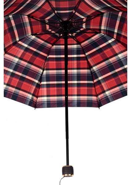 Kırmızı Ekoseli Kadın Şemsiye, Şık ve Dayanıklı Tasarım