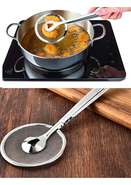 Süzgeçli Kızartma ve Haşlama Maşası Çelik Kevgir