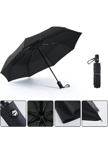 Şemsiye Otomatik Açma Kapama Fiber Tel, Şık ve Dayanıklı Siyah Renkli