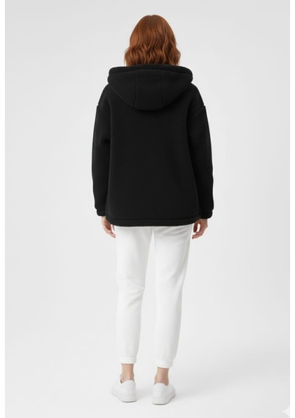 Kadın Kapşonlu Fermuarlı Peluş Mont Ceket modelleri