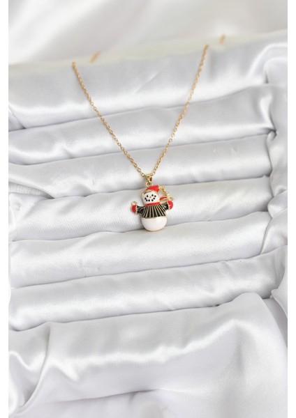 316L Çelik Zincir Gold Renk Kardan Adam Figürlü Yılbaşı Temalı Kadın Kolye fiyatları