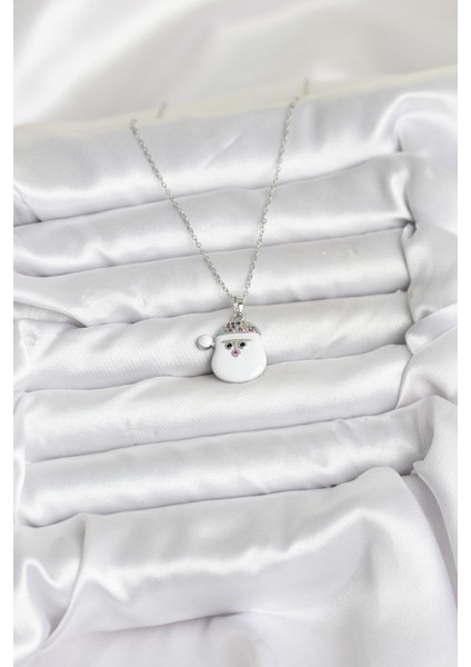 316L Çelik Zincir Gümüş Renk Şapkalı Kardan Adam Kafası Model Yılbaşı Temalı Kadın Kolye fiyatları