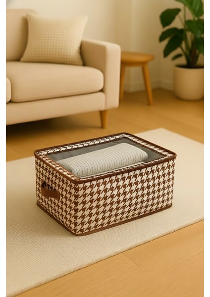 Dolap Düzenleyici Kazayağı Desenli | 3 Adet | Çelik Destekli Fermuarlı Pencereli Kıyafet Organizeri fırsatları