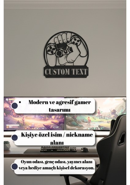 Kişiselleştirilebilir Isimli Gamepad Metal Duvar Dekoru Modern Oyuncu Odası Tablosu indirimleri