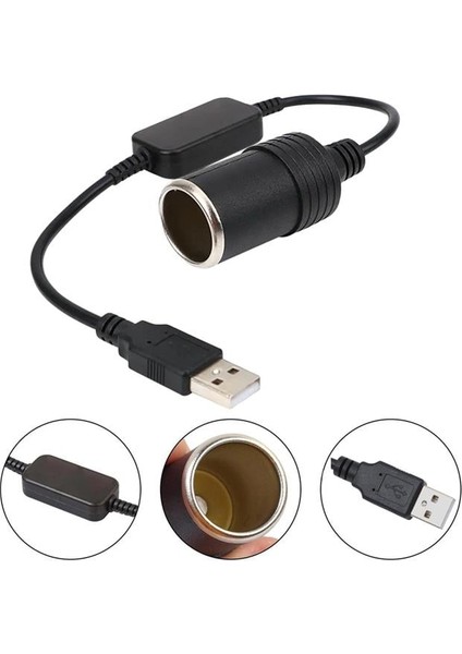 PM-5726 USB 2.0 Siyah 5 Volt 2 Amper To 12 Volt 800MAH Araç Çakmaklığına Çevirici