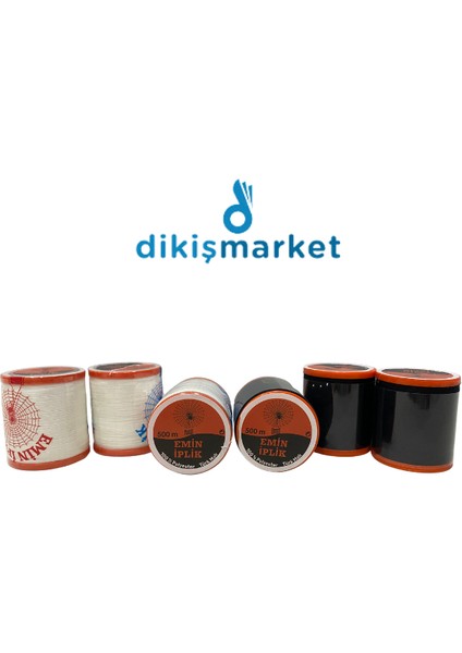 120 No Karışık Renkli Dikiş Ipliği Küçük Boy Dikiş Ipi Makara (500 Mt)-Yerli Üretim 3 SİYAH 3BEYAZ fiyatları