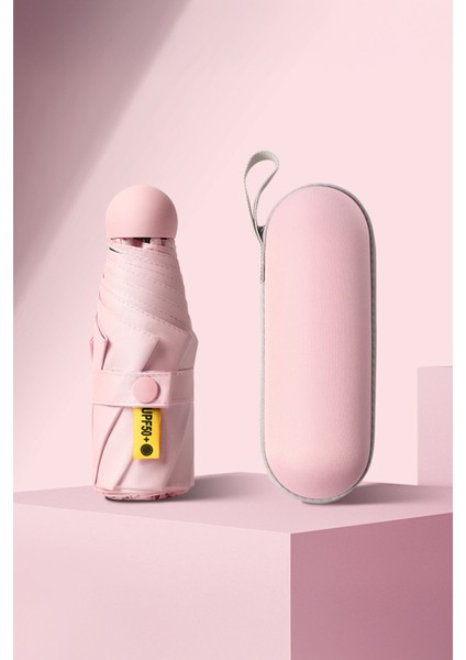 Tam Otomatik Kırılmaz 6 Telli Kapsül Şemsiye, Çantalı, Pembe modelleri