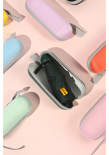 Tam Otomatik Kırılmaz 6 Telli Kapsül Şemsiye, Çantalı, Pembe