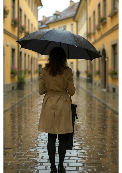 Otomatik Açma Kapama 10 Fiber Telli Çift Telli Siyah Şemsiye fiyatları