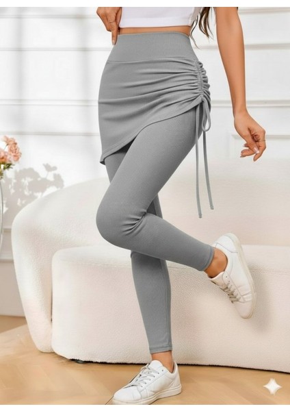 Kadın Yüksek Bel Yandan Büzgülü Alttan Uzun Kaşkorse Tayt Etek