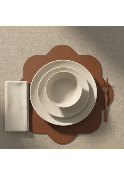 2 Adet Deri Amerikan Servis-Kolay Silinebilir SUPLA-33X33 Cm-Sekizgen Çiçek Desenli fırsatları