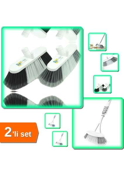 Battal Oto Temizlik Fırçası - Sapsız + Lavabo ve Küvet Temizleme Fırçası - 2li Set E3K6H8