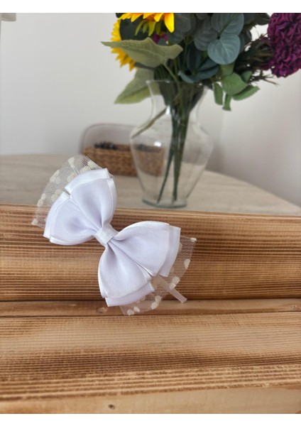 El Yapımı Saten Puantiye Tül Detaylı Fiyonk Taç modelleri