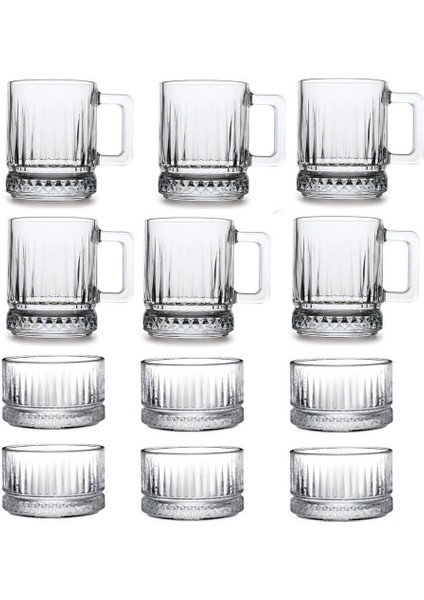 12 Parça Kulplu Kupa Bardak ve Çerezlik Kase Seti Çay Çerez Set 8695258412352AYBABA02