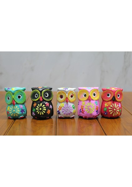 Ahşap 5'li Baykuş Seti 2