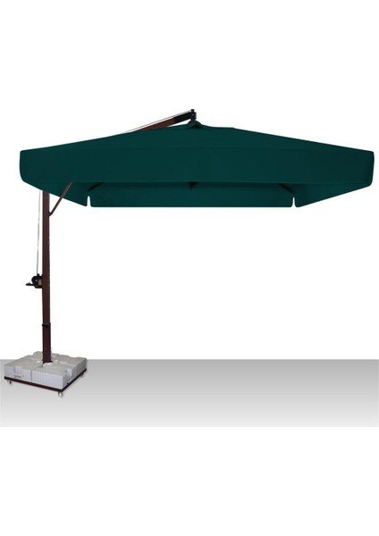 Sun Pole Kare Şemsiye 350X350/8 + 4 Adet Küp Bidonlu Metal Ayaklı modelleri