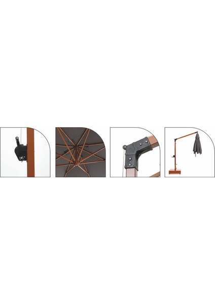 Sun Pole Kare Şemsiye 350X350/8 + 4 Adet Küp Bidonlu Metal Ayaklı indirimleri