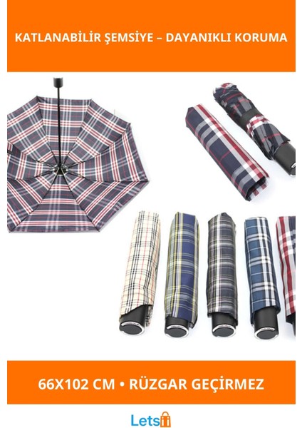 Katlanabilir Su Geçirmez Rüzgar Dayanıklı Şemsiye 66X102 cm