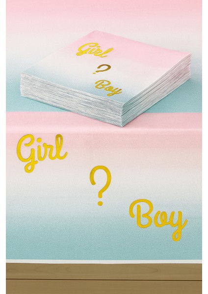 Peçete Cinsiyet Partisi Peçetesi Pembe Mavi Geçişli Girl Boy Yazılı Lüks Cinsiyet Peçetesi 20LI indirimleri